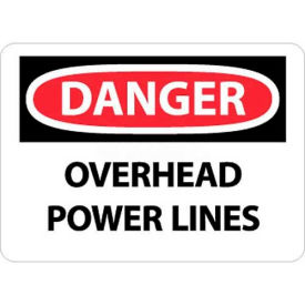 NMC D667RB OSHA Sign Danger Overhead Power Lines 10"" X 14"" White/Red/Black