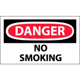 NMC D79AP OSHA Sign Danger No Smoking 3"" X 5"" White/Red/Black