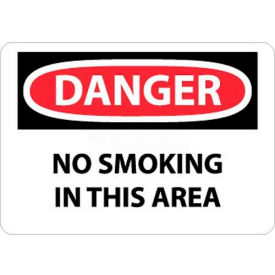 NMC D80RB OSHA Sign Danger No Smoking In This Area 10"" X 14"" White/Red/Black