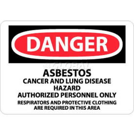 NMC D95RB OSHA Sign Danger Asbestos Cancer & Lung Disease Hazard 10"" X 14"" White/Red/Black