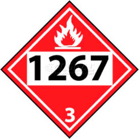 National Marker Company DL139BP NMC DL139BP DOT Placard, 1267 3, 10-3/4" X 10-3/4", White/Red/Black image.