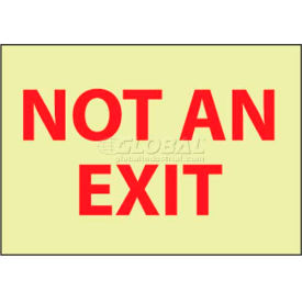 National Marker Company GL15PB NMC GL15PB Fire Sign, Not An Exit - Glow, 10" X 14", White/Red image.
