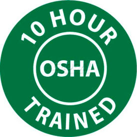 National Marker Company HH107 NMC HH107 Hard Hat Emblem, 10 Hour OSHA Trained, 2" Dia., White/Green image.