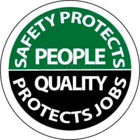 National Marker Company HH80 NMC HH80 Hard Hat Emblem, Safety Protects People Quality Protects Jobs, 2" Dia., White/Green/Black image.