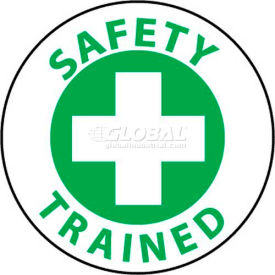 National Marker Company HH81 NMC HH81 Hard Hat Emblem, Safety Trained, 2" Dia., White/Green image.