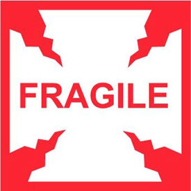 NMC International Shipping Labels w/ ""Fragile"" Print 4""L x 4""W Red/White Rolls of 500