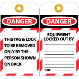 National Marker Company LOTAG1-25 NMC LOTAG1-25 Tags, This Tag & Lock To Be Removed Only, 6" X 3", White/Red/Black, 25/Pk image.