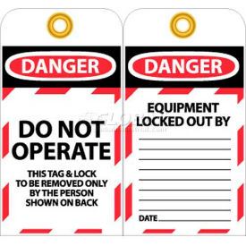 National Marker Company LOTAG10-25 NMC LOTAG10-25 Tags, Do Not Operate, 6" X 3", White/Red/Black, 25/Pk image.