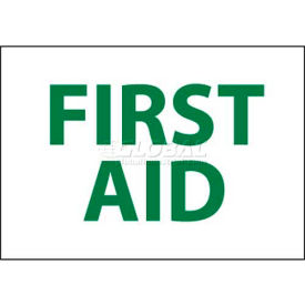 National Marker Company M249P NMC M249P Sign, First Aid, 7" X 10", White/Green image.