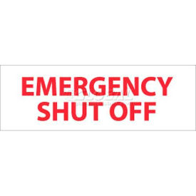 National Marker Company M347P NMC M347P Fire Sign, Emergency Shut Off, 4" X 12", White/Red image.