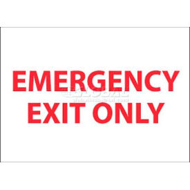 National Marker Company M34P NMC M34P Fire Sign, Emergency Exit Only, 7" X 10", White/Red image.