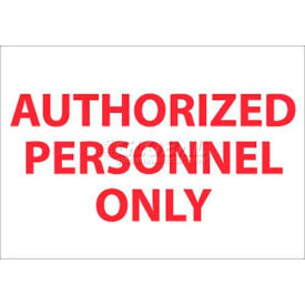National Marker Company M38P NMC M38P Restricted Area Sign, Authorized Personnel Only, 7" X 10", White/Red image.
