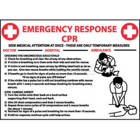NMC M459RB Sign CPR Emergency Response 10"" X 14"" White/Red/Black
