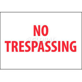 NMC M58AB Security Sign No Trespassing 10"" X 14"" White/Red
