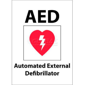 NMC M609RB Sign AED Automated External Defibrillator 14"" X 10"" White/Red/Black