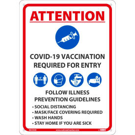 National Marker Company M639AB NMC COVID-19 Vaccination Required for Entry Sign, Aluminum, 14 X 10 image.