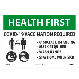 National Marker Company M640PB NMC Health First, COVID-19 Vaccine Required Sign, Vinyl, 10 X 14 image.