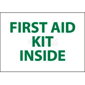 National Marker Company M65PP NMC M65PP Sign, First Aid Kit Inside, 3" X 5", White/Green image.