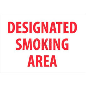 NMC M701RB No Smoking Area Sign Designated Smoking Area 10"" X 14"" White/Red