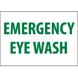 NMC M81PB Sign Emergency Eye Wash 10"" X 14"" White/Green