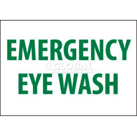 NMC M81RB Sign Emergency Eye Wash 10"" X 14"" White/Green