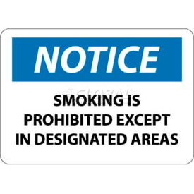 NMC N155RB OSHA Sign, Notice Smoking Is Prohibited Except In Designated Areas, 10