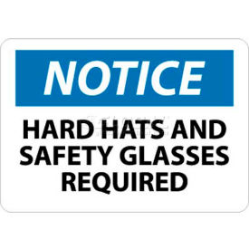 NMC N206RB OSHA Sign Notice Hard Hat & Safety Glasses Required 10"" X 14"" White/Blue/Black