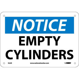 National Marker Company N24R NMC N24R OSHA Sign, Notice Empty Cylinders, 7" X 10", White/Blue/Black image.