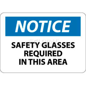 NMC N6RB OSHA Sign Notice Safety Glasses Required In This Area 10"" X 14"" White/Blue/Black