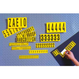 National Marker Company NPS12 NMC NPS12 Number Card 0-9, 10 Numbers/Card, 1"H, Yellow/Black, Pressure Sensitive Cloth image.