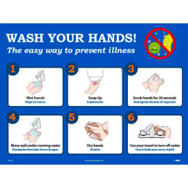 National Marker Company PST137 Wash Your Hands Poster, 18" X 24", Synthetic Paper image.