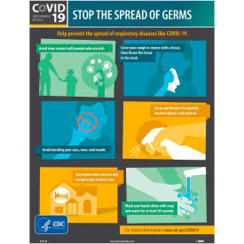 National Marker Company PST139 Stop The Spread Of Germs Poster, English, 18" X 24", Synthetic paper image.