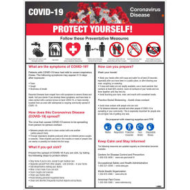 National Marker Company PST141 COVID-19 Protect Yourself Poster, 18" X 24", Synthetic Paper image.