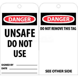 National Marker Company RPT34 NMC RPT34 Tags, Danger Unsafe Do Not Use Operate, 6" X 3", White/Red/Black, 25/Pk image.