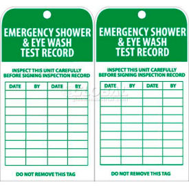 National Marker Company RPT37 NMC RPT37 Tags, Emergency Shower And Eye Wash Test Record, 6" X 3", White/Green, 25/Pk image.