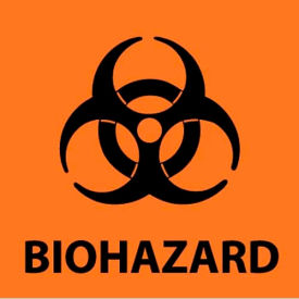 NMC S52R Warning Sign Biohazard 7"" X 7"" Black on Orange