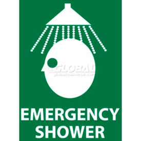 NMC S54R See Sign Emergency Shower 7"" X 7"" White/Green