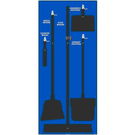 National Marker Company SB101FG National Marker Janitorial Shadow Board, Blue on Black, Pro Series Acrylic - SB101FG image.