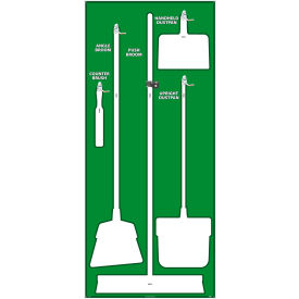 National Marker Janitorial Shadow Board, Green on White, Pro Series Acrylic - SB104FG