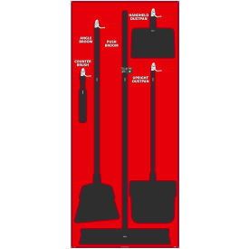 National Marker Janitorial Shadow Board, Red on Black, Pro Series Acrylic - SB105FG