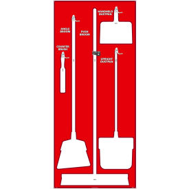 National Marker Company SB106AL National Marker Janitorial Shadow Board, Red on White, Industrial Grade Aluminum - SB106AL image.