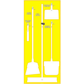 National Marker Janitorial Shadow Board, Yellow on White, Industrial Grade Aluminum - SB108AL