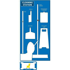 National Marker Company SB141AL National Marker Cleaning Station Shadow Board, Blue/White, 72 X 36, Industrial Grade Aluminum image.