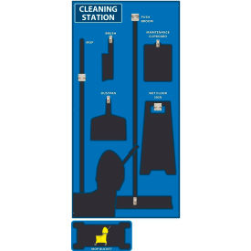National Marker Company SB142FG National Marker Cleaning Station Shadow Board, Blue/Black, 72 X 36, Pro Series Acrylic image.