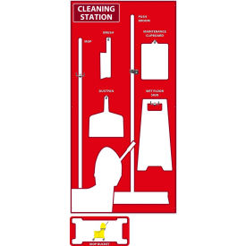 National Marker Company SB143AL National Marker Cleaning Station Shadow Board, Red/White, 72 X 36, Industrial Grade Aluminum image.