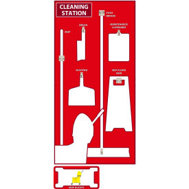 National Marker Cleaning Station Shadow Board, Red/White, 72 X 36, Pro Series Acrylic