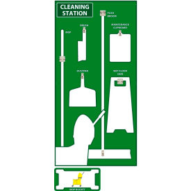National Marker Company SB145FG National Marker Cleaning Station Shadow Board, Green/White, 72 X 36, Pro Series Acrylic image.