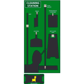 National Marker Company SB146FG National Marker Cleaning Station Shadow Board, Green/Black, 72 X 36, Pro Series Acrylic image.