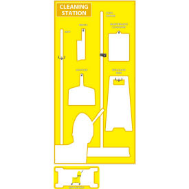 National Marker Company SB147AL National Marker Cleaning Station Shadow Board, Yellow/White, 72 X 36, Industrial Grade Aluminum image.