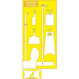 National Marker Company SB147FG National Marker Cleaning Station Shadow Board, Yellow/White, 72 X 36, Pro Series Acrylic image.